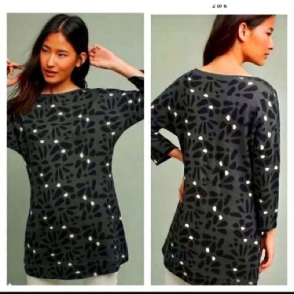 Anthropologie Field Flower Sarina Oversized Sweater Tunic Small Dark Green